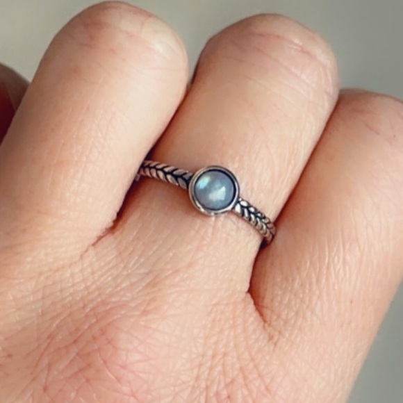 Sterling Silver Dainty Labradorite Ring - Picture 9 of 12